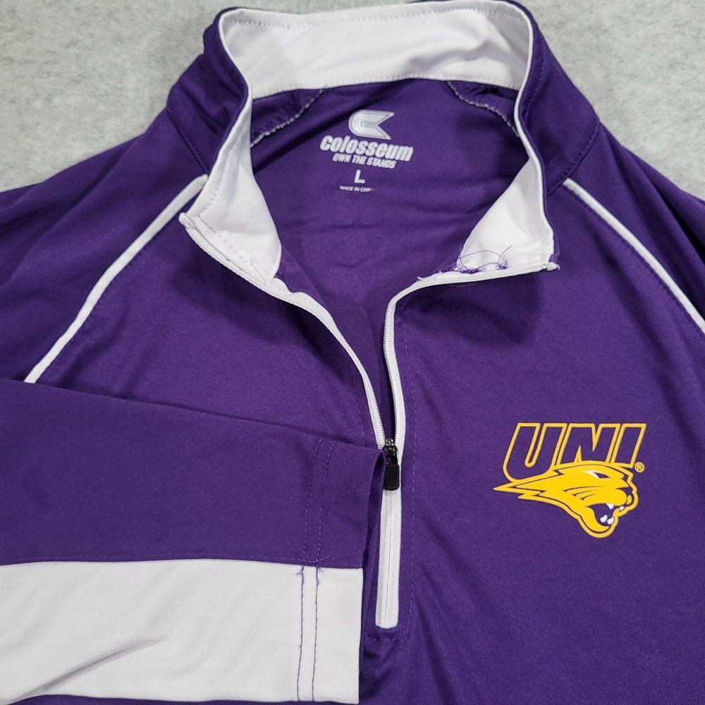 UNI Panthers Womens Large Colosseum Purple White Lightweight 1/4 Zip Long Sleeve